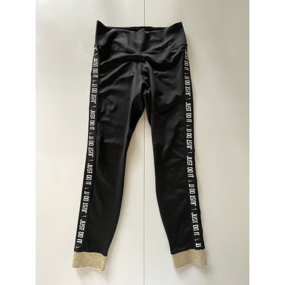 Nike Dri-Fit Women's Medium “Just Do It” Training Leggings with Glitter Cuffs